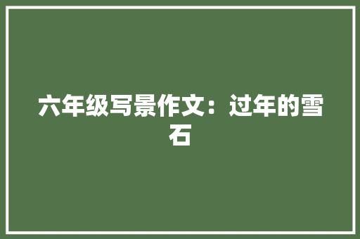 六年级写景作文：过年的雪石