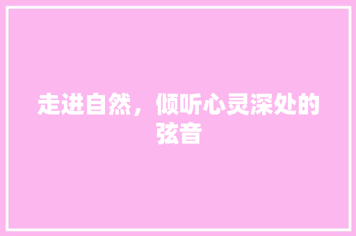 走进自然，倾听心灵深处的弦音