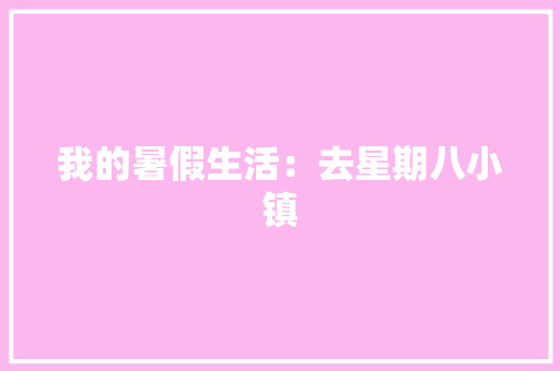 我的暑假生活：去星期八小镇