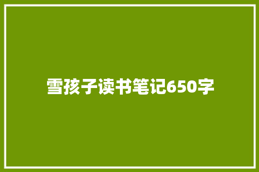 雪孩子读书笔记650字