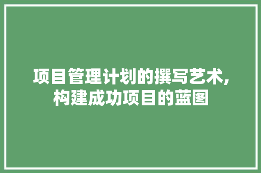 项目管理计划的撰写艺术,构建成功项目的蓝图