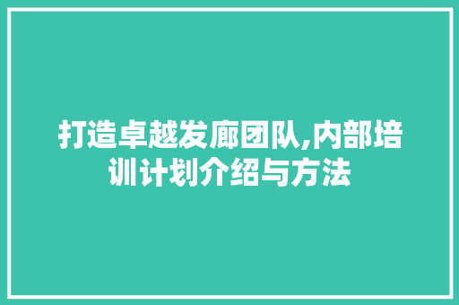 打造卓越发廊团队,内部培训计划介绍与方法
