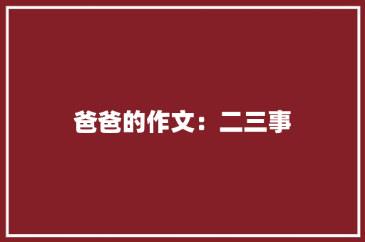爸爸的作文：二三事
