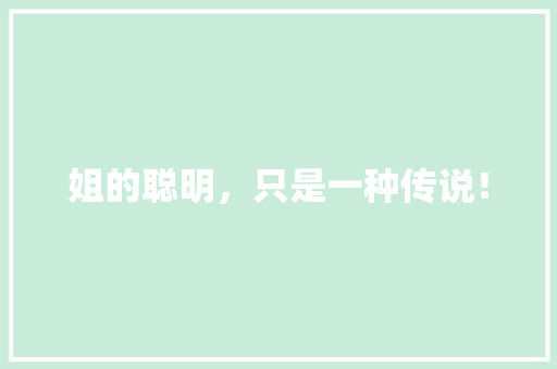 姐的聪明，只是一种传说！