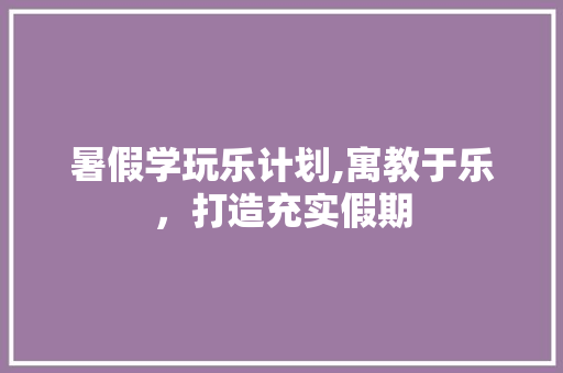 暑假学玩乐计划,寓教于乐，打造充实假期