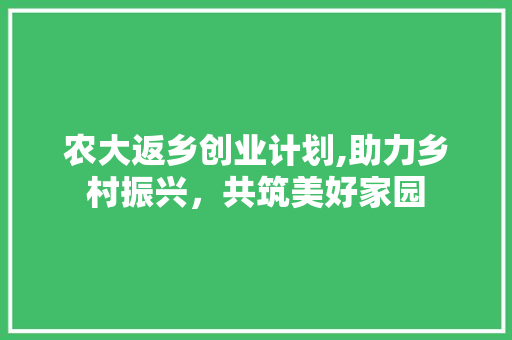 农大返乡创业计划,助力乡村振兴，共筑美好家园