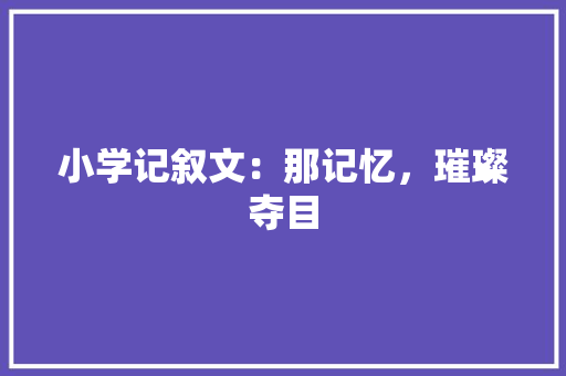 小学记叙文：那记忆，璀璨夺目