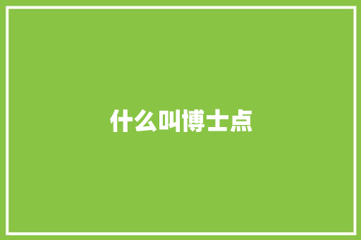 什么叫博士点