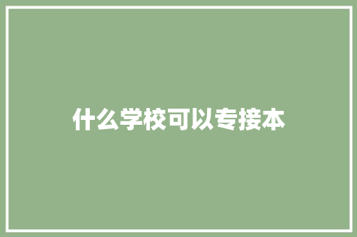 什么学校可以专接本