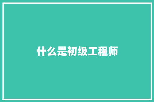 什么是初级工程师