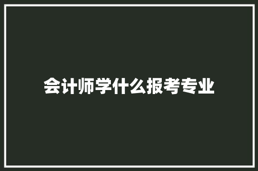 会计师学什么报考专业