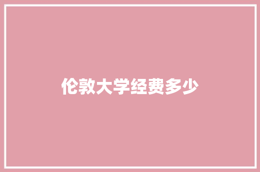 伦敦大学经费多少