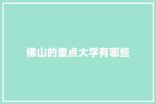 佛山的重点大学有哪些