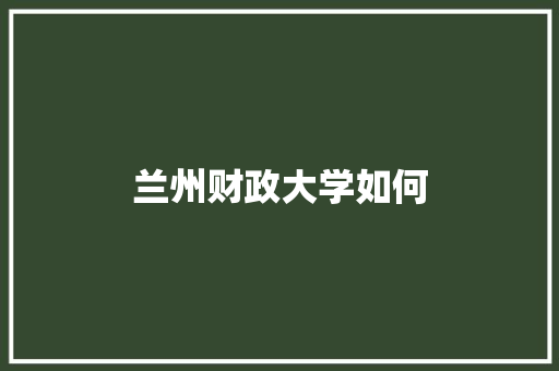 兰州财政大学如何
