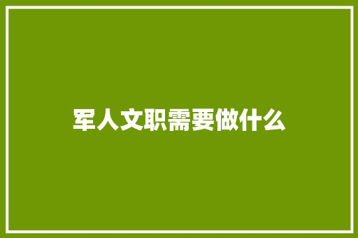军人文职需要做什么 商务演讲