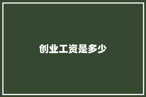 创业工资是多少