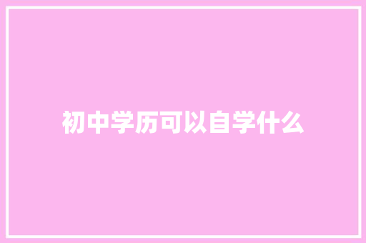 初中学历可以自学什么