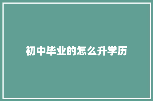初中毕业的怎么升学历
