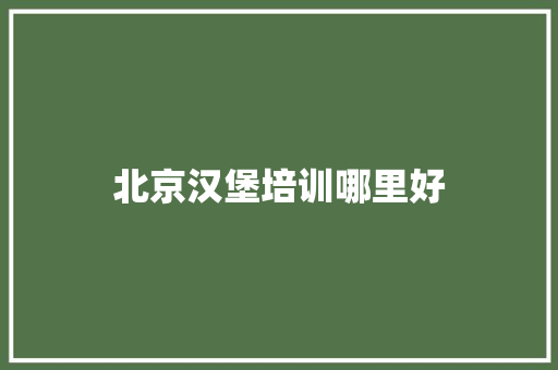 北京汉堡培训哪里好