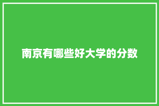 南京有哪些好大学的分数