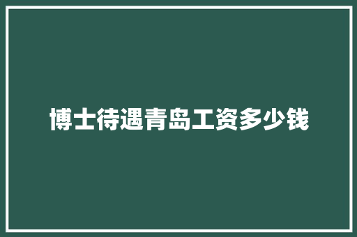 博士待遇青岛工资多少钱