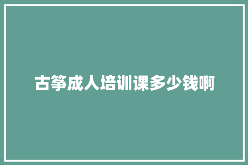 古筝成人培训课多少钱啊