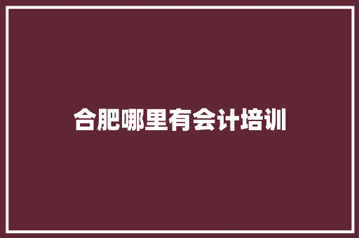 合肥哪里有会计培训