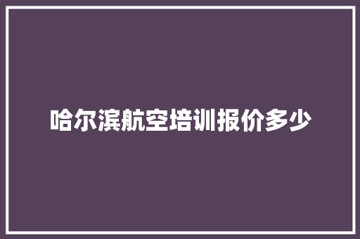 哈尔滨航空培训报价多少