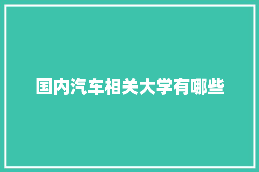 国内汽车相关大学有哪些