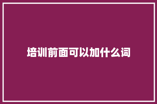 培训前面可以加什么词