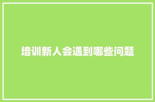 培训新人会遇到哪些问题