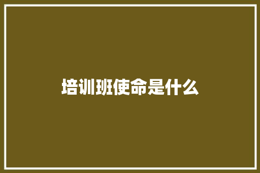 培训班使命是什么