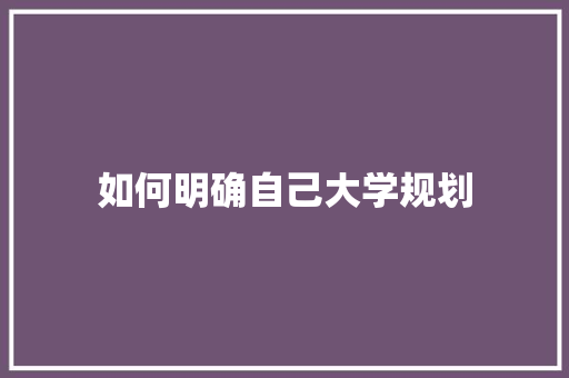 如何明确自己大学规划 工作报告