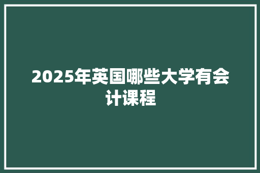 2025年英国哪些大学有会计课程
