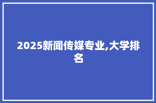 2025新闻传媒专业,大学排名