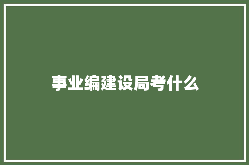 事业编建设局考什么