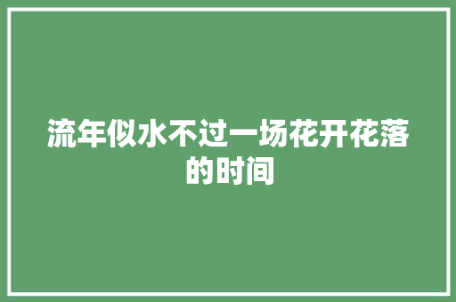 流年似水不过一场花开花落的时间