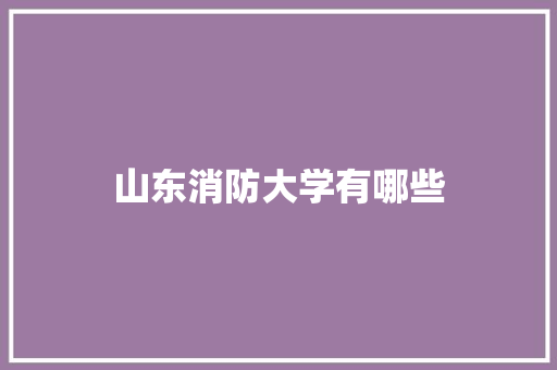 山东消防大学有哪些