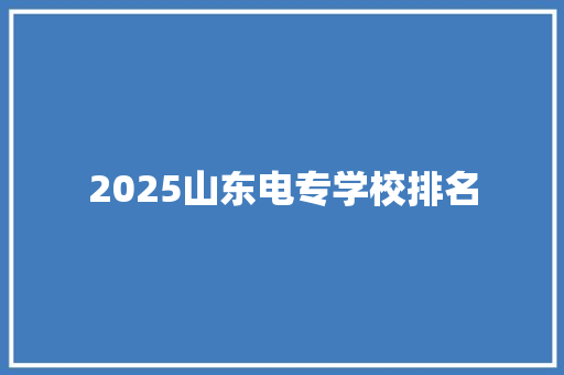 2025山东电专学校排名