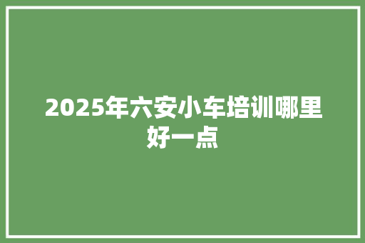 2025年六安小车培训哪里好一点
