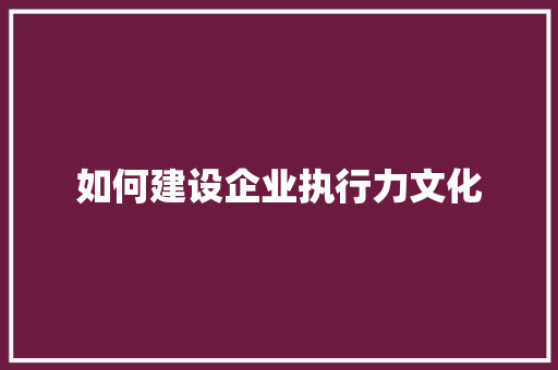 如何建设企业执行力文化