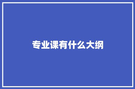 专业课有什么大纲