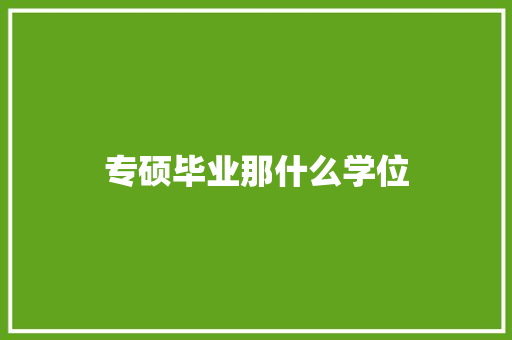 专硕毕业那什么学位