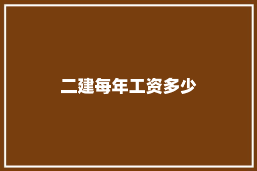 二建每年工资多少