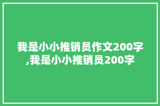 我是小小推销员作文200字,我是小小推销员200字