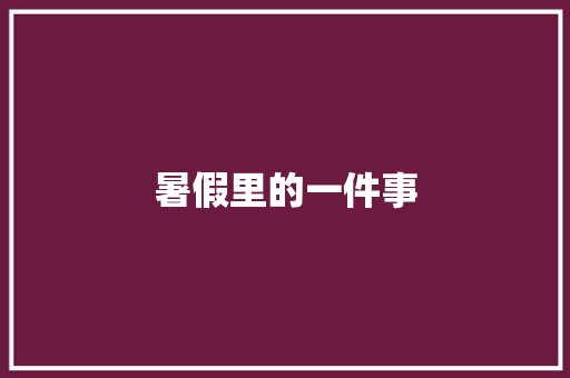 暑假里的一件事