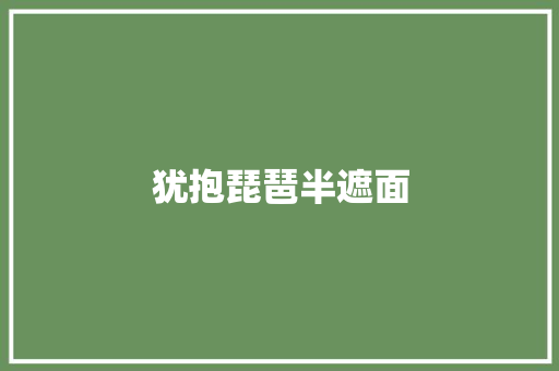 犹抱琵琶半遮面 校园演讲
